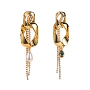 ( Gold)occidental styleins wind long style multilayer tassel earrings woman  fashion all-Purpose Alloy diamond claw cha