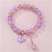 (BZ1998zise) occidental style woman bracelet butterfly pendant crystal beads multicolor fashion temperament