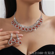 (JXTL2116  red   necklace+)  Rhinestone blue color color necklace earrings two set banquet necklace