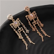 (gold  champagne)occidental style personality creative crystal diamond ear stud Alloy skull Earring
