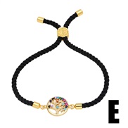 (E)occidental style fashion black rope bracelet man woman samll high Life tree mosaic zirconbrm