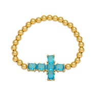 ( light blue )occidental style fashion cross pendant bracelet temperament all-Purpose gilded mosaic zirconbrc