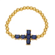 ( Dark blue)occidental style fashion cross pendant bracelet temperament all-Purpose gilded mosaic zirconbrc