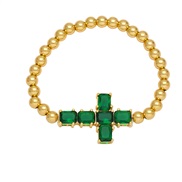( green)occidental style fashion cross pendant bracelet temperament all-Purpose gilded mosaic zirconbrc
