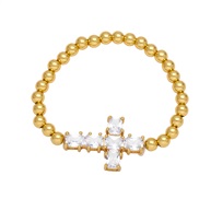 ( white)occidental style fashion cross pendant bracelet temperament all-Purpose gilded mosaic zirconbrc
