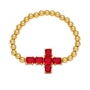 ( red)occidental style fashion cross pendant bracelet temperament all-Purpose gilded mosaic zirconbrc
