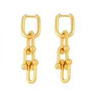 (Gold)occidental styleins wind samllU chain earrings fashion brief high gilded earringerz