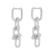 (Silver)occidental styleins wind samllU chain earrings fashion brief high gilded earringerz