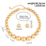 ( 1  Gold 4814E1)occidental style  exaggerating big Beads fashion short style necklace  punk temperament imitate Pearl 