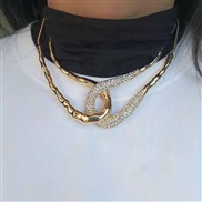 ( Gold)occidental style exaggerating personalityU flash diamond splice chain Collar chain