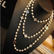 (1   Gold)sweater chain long style Korea Japan and Korea Autumn and Winter all-Purpose Korean style rose gold four clov