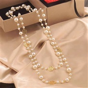 (1   Flower white)sweater chain long style Korea Japan and Korea Autumn and Winter all-Purpose Korean style rose gold f