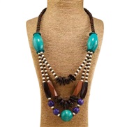 ( blue)occidental style exaggerating retro Coir color multilayer necklace Bohemia handmade weave sweater chain pendant 