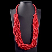( red)retro ethnic style Bohemia Coir long style lady color handmade weave beads necklace
