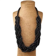 ( black)retro ethnic style Bohemia Coir long style lady color handmade weave beads necklace