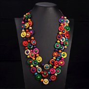 ( Mixed color)Bohemia ethnic style necklace Coir pendant color multilayer retro handmade weave long necklace woman