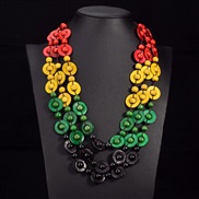 (4)Bohemia ethnic style necklace Coir pendant color multilayer retro handmade weave long necklace woman