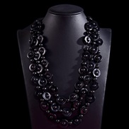 ( black)Bohemia ethnic style necklace Coir pendant color multilayer retro handmade weave long necklace woman