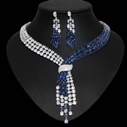 ( whiteblue zircon )bride married set occidental style noble temperament tassel zircon earrings necklace