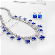 ( blue)brief zircon necklace earrings set bride married banquet