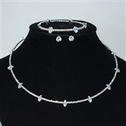 (XL 214   Silver) multilayer Rhinestone Collar zircon ear stud two set bride clavicle chain necklace