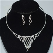 (XL 2175  Silver)occidental style bride leaves flowers silver color necklace earrings two Rhinestone claw chain set