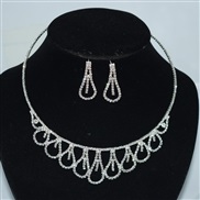(XL 218   Silver)occidental style bride leaves flowers silver color necklace earrings two Rhinestone claw chain set