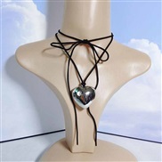 ( 2   Silver)occidental style necklace velvet clavicle chain big love pendant Collar