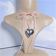 ( 2   Pink)occidental style necklace velvet clavicle chain big love pendant Collar