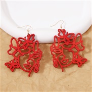 ( red) Korean style samll Earring hollow imitate surface earring