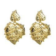 ( Gold)fashion exaggerating retro palace wind chain love silver earrings samll temperament high Peach heart Earring