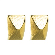 ( Gold)occidental style exaggerating personality pattern geometry square silver earrings luxurious high Alloy Earring w