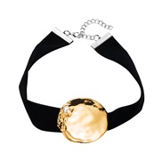 ( necklace  Gold)occidental style retro fashion chain Collar exaggerating Round medium gold embed Pearl earrings