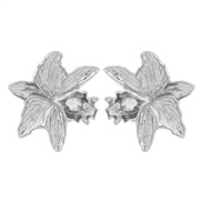 ( Silver)spring occidental style earrings Alloy flowers ear stud lady Metal flowersearrings