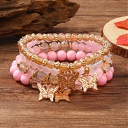 ( PinkKCgold (WB316))occidental style fashion Bohemia lovely pendant multilayer beads bracelet women
