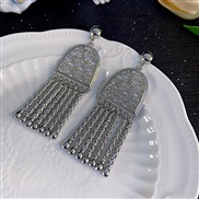 ( Silver needle  Silver)silver Metal tassel geometry earrings fashion high samll ear stud retro temperament Earring