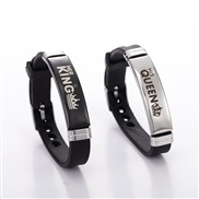 (sku9336)occidental style set QUEE I crown pattern personality lovers silica gel bracelet