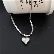 ( Silver)occidental style wind necklace Peach heart geometry Word pendant woman same style Collar