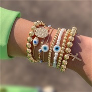 (25588 gold) Bohemia personality eyes bracelet set  beads eyes multilayer bracelet