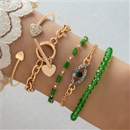 (25953 green) Bohemia personality eyes bracelet set  beads eyes multilayer bracelet
