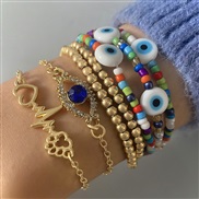 (261 3 gold) Bohemia personality eyes bracelet set  beads eyes multilayer bracelet