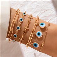 (25549 gold) Bohemia personality eyes bracelet set  beads eyes multilayer bracelet