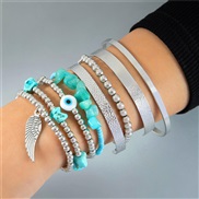 (2581  silver) Bohemia personality eyes bracelet set  beads eyes multilayer bracelet