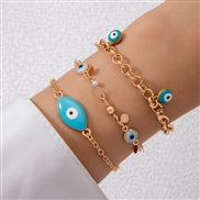 (24169 gold) Bohemia personality eyes bracelet set  beads eyes multilayer bracelet