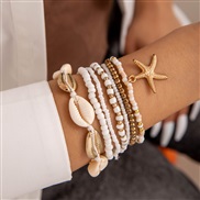 (25134 gold)  Bohemia wind Shells beads weave bracelet wind starfish beads