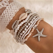 (25134 silver)  Bohemia wind Shells beads weave bracelet wind starfish beads
