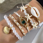 (26165 white)  Bohemia wind Shells beads weave bracelet wind starfish beads