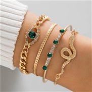 (25769 gold) fashion samll diamond imitate gem bracelet set  personality snake love bracelet set woman