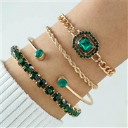 (25791 green) fashion samll diamond imitate gem bracelet set  personality snake love bracelet set woman