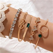 (25775 gold) fashion samll diamond imitate gem bracelet set  personality snake love bracelet set woman